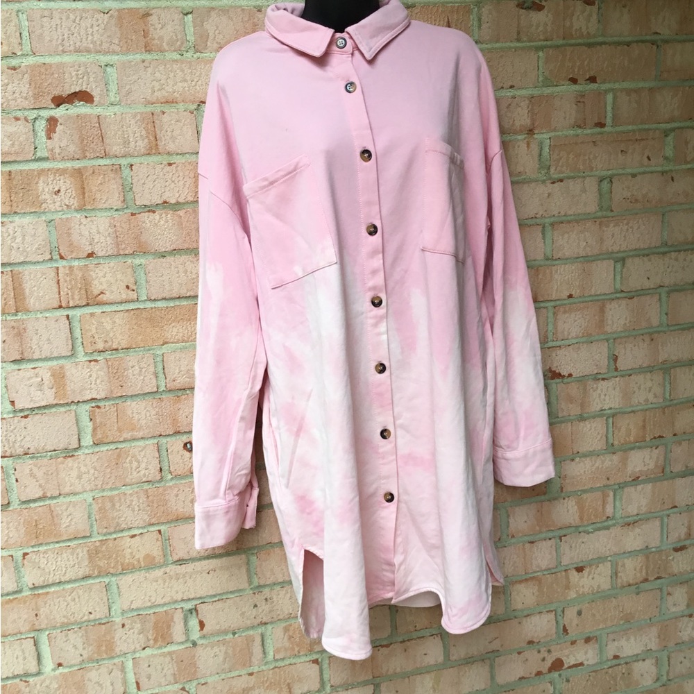 Ombre pink cotton tunic blouse/jacket